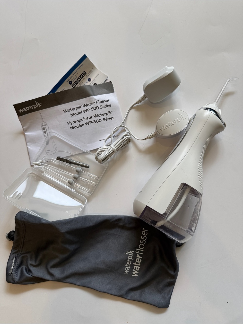 Waterpik Water Flosser WP-560 Portable Water Flosser in White used once